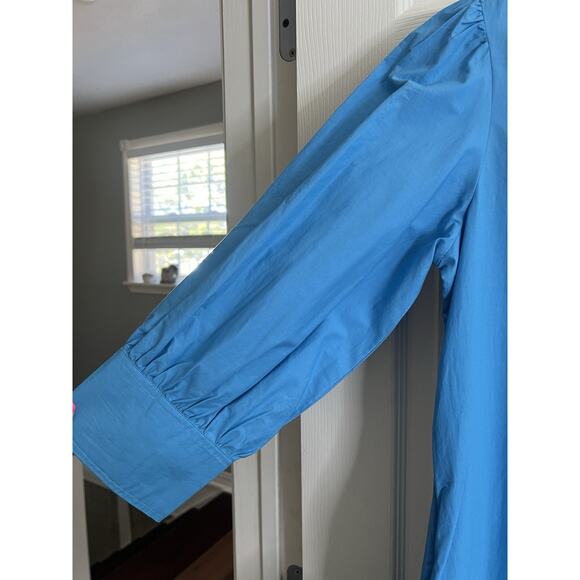 OLIVIA JAMES THE LABEL Chloe Mykonos Blue Ruffle Flounce Hem Dress - Picture 5 of 15